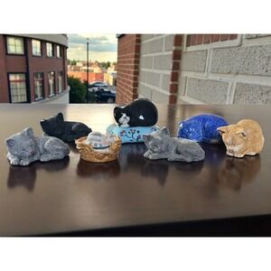 Vintage‎ Cat Figurine Lot Sandcast Enesco Katz & Co Sleeping Kitty Snoozers Nap